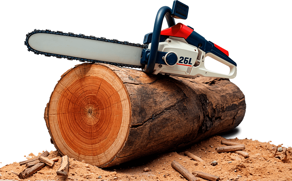 chainsaw and log png